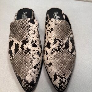 Shellys London Cantara Snake Leather Pointed Toe Sleek‎ Contemporary Slide Mules